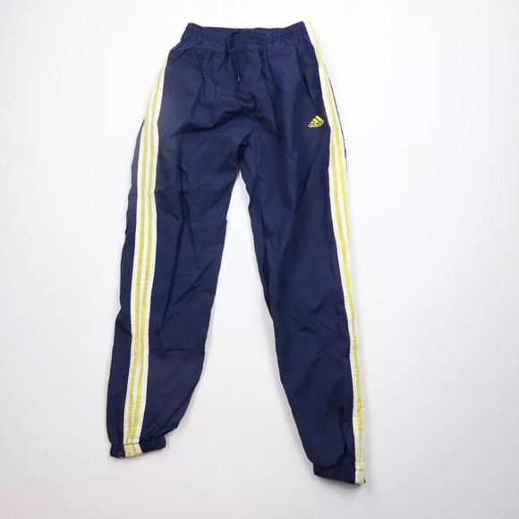 Vintage 90s Adidas Mens Large Spell Out Striped Lined Dazzle Joggers Pants Blue - Picture 1 of 8